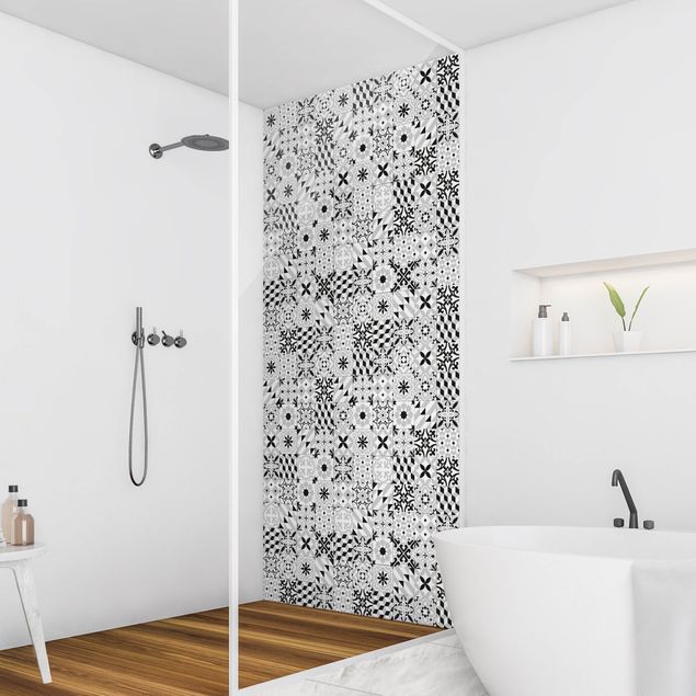 Shower wall panels Geometrical Tile Mix Black
