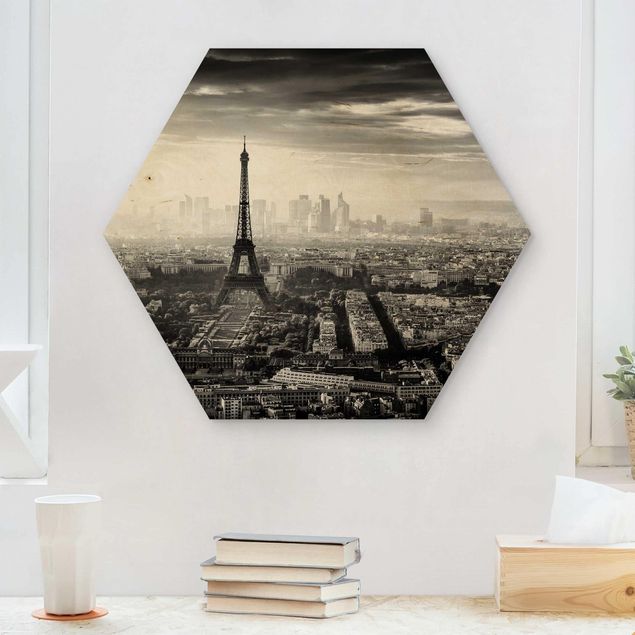 Prints The Eiffel Tower From Above Black And White