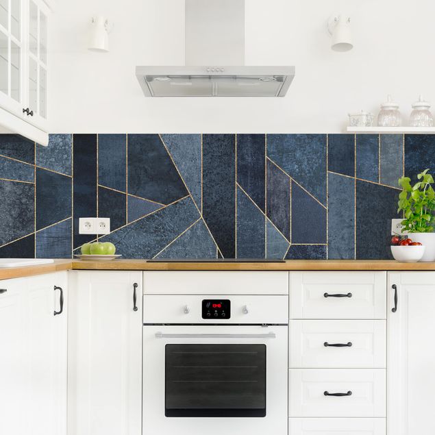 Kitchen splashback abstract Blue Geometry Watercolour