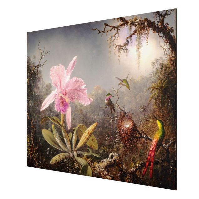 Orchid wall art Martin Johnson Heade - Orchid And Three Hummingbirds