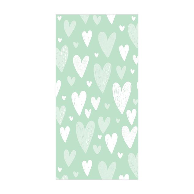 contemporary rugs Small And Big Drawn White Hearts On Green