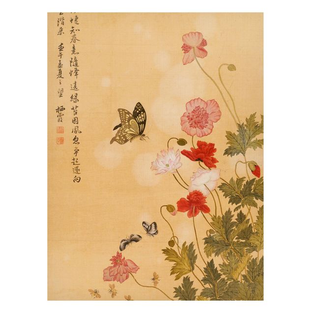 Art styles Yuanyu Ma - Poppy Flower And Butterfly