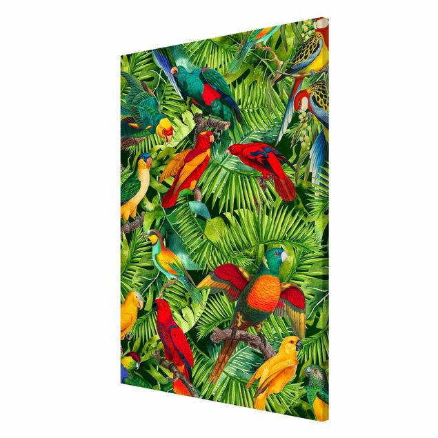 Magnet boards flower Colourful Collage - Parrots In The Jungle