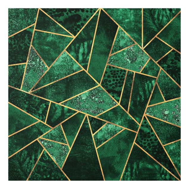 Glass splashback abstract Dark Emerald With Gold