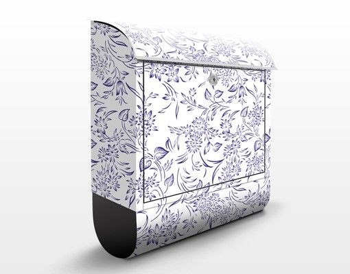 Letterboxes flower Floral Pattern With Blue Tendrils
