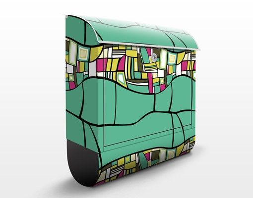 Letterboxes multicoloured Abstract Pattern Design Turquoise