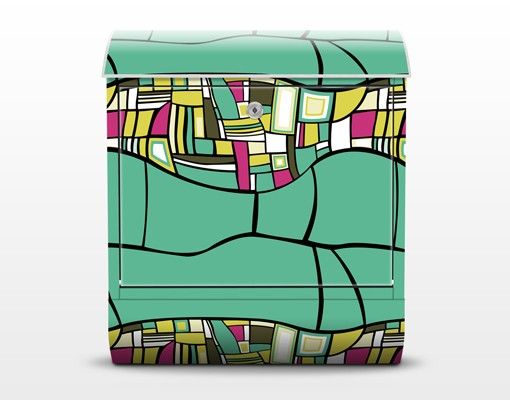 Letterboxes Abstract Pattern Design Turquoise