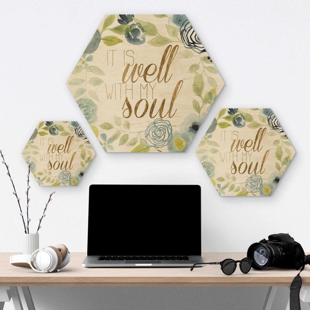 Wooden hexagon - Garland With Saying - Soul