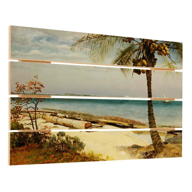 Wood prints beach Albert Bierstadt - Tropical Coast