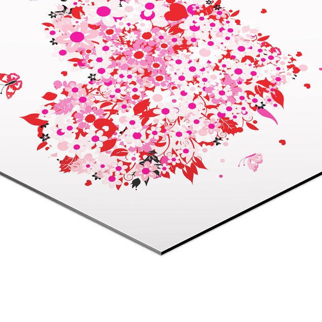 Hexagonal prints Floral Retro Heart