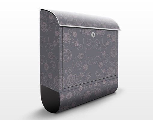 Grey post box Romantic Floral Pattern Grey