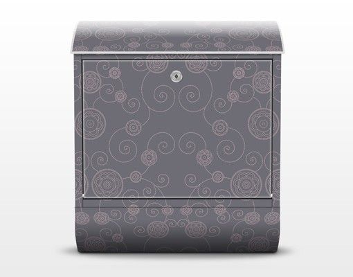 Letterboxes Romantic Floral Pattern Grey