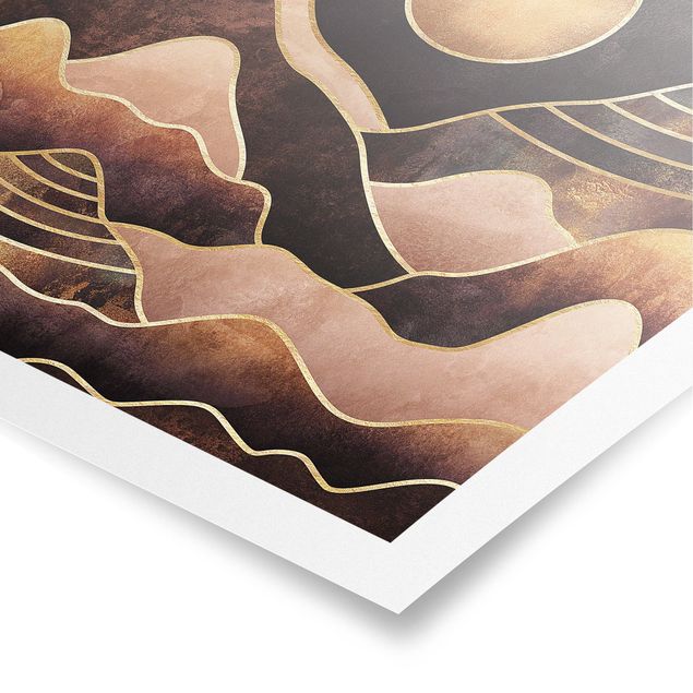 Art posters Golden Sun Abstract Mountains