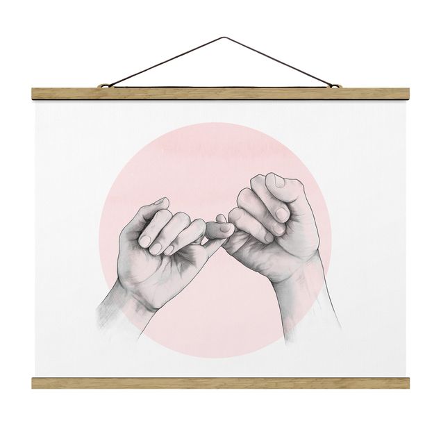 Love prints Illustration Hands Friendship Circle Pink White