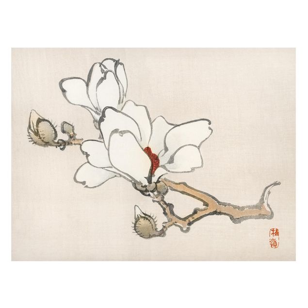 Magnet boards flower Asian Vintage Drawing White Magnolia