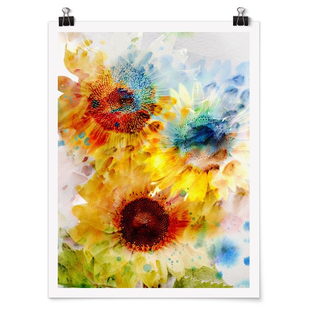 Prints flower Watercolour Flowers Sunflowers
