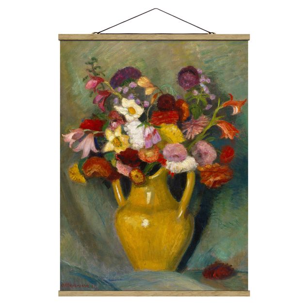 Art prints Otto Modersohn - Colourful Bouquet in Yellow Clay Jug