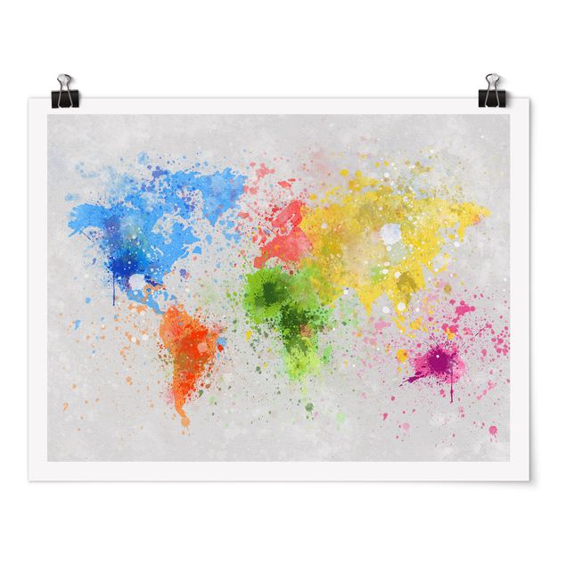 Prints modern Colourful Splodges World Map