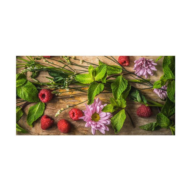 contemporary rugs Flowers Raspberries Mint