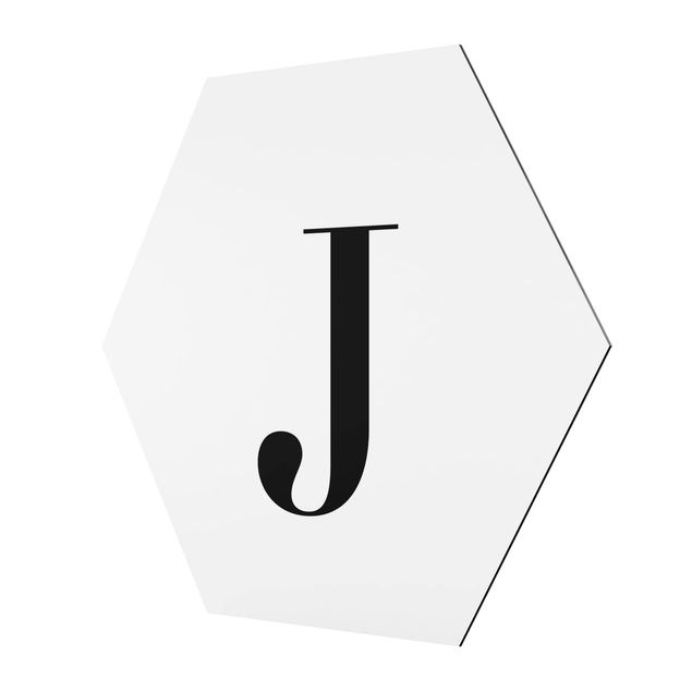 Hexagonal prints Letter Serif White J