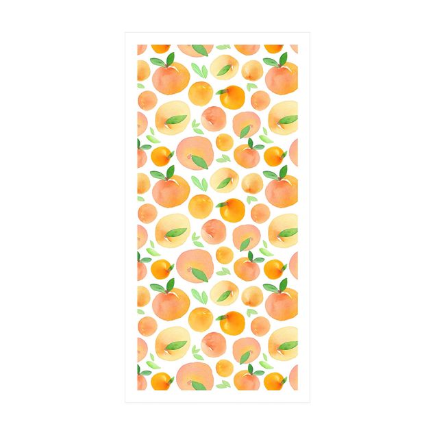 Modern rugs Watercolour Oranges With Leaves In White Frame