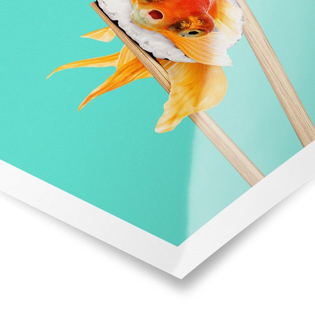 Turquoise prints Sushi With Goldfish