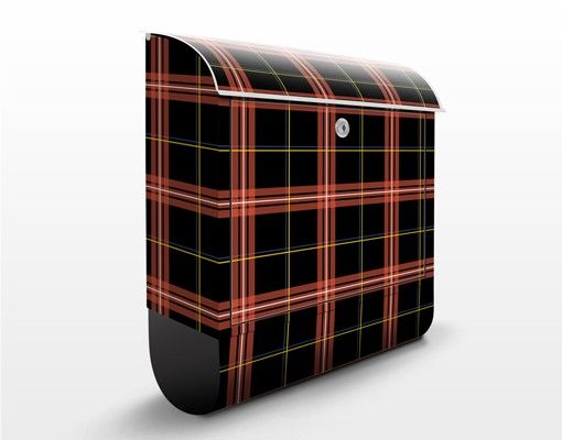 Letterboxes black Tartan Designpattern 39x46x13cm