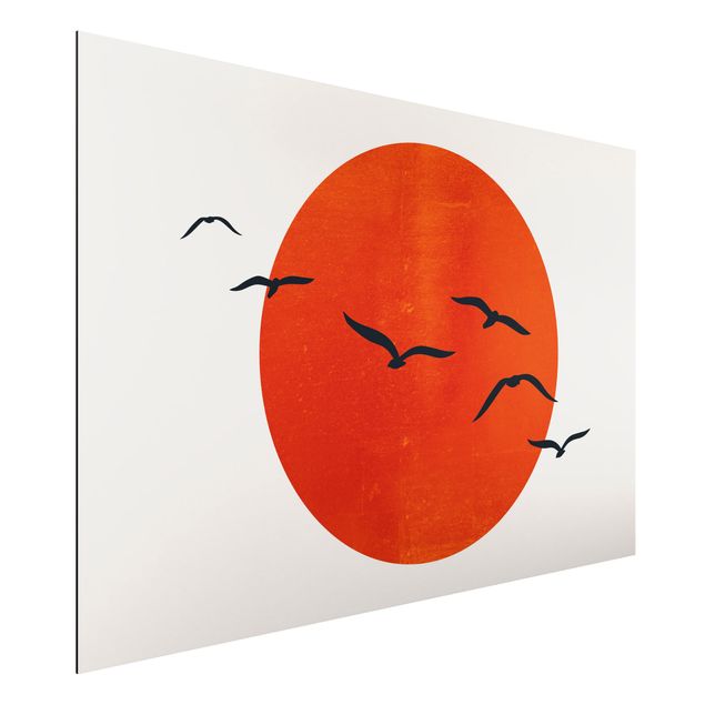 Kitchen Flock Of Birds In Front Of Red Sun I