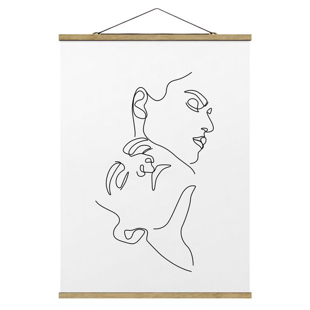 Abstract canvas wall art Line Art Women Faces White