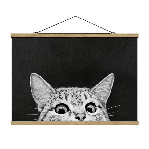 Art posters Illustration Cat Black And White Drawing
