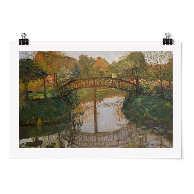 Prints landscape Otto Modersohn - Farm Garden with Bridge