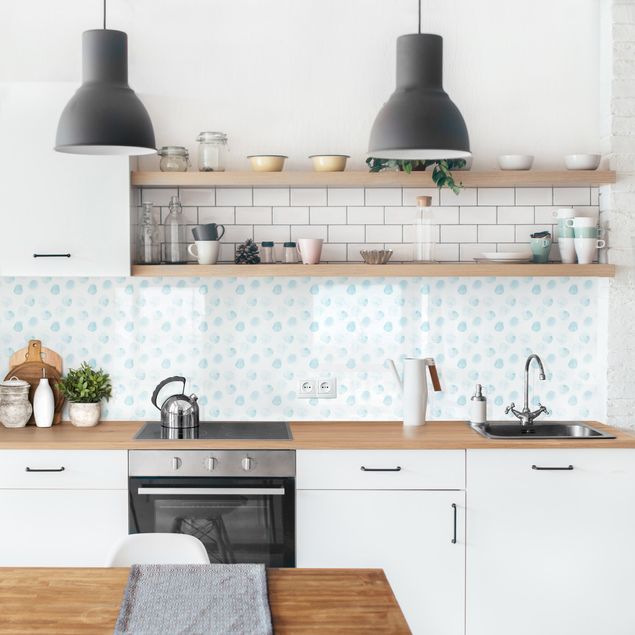 Kitchen splashback patterns Watercolour Dots Turquoise