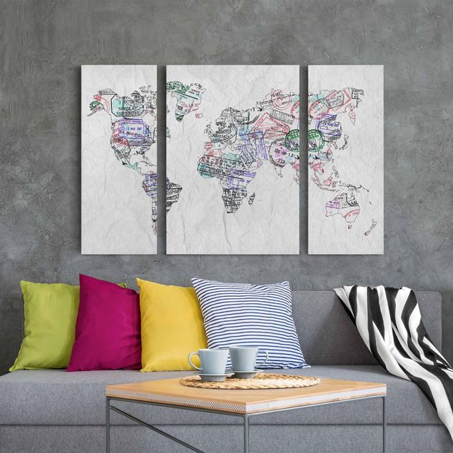 Canvas prints maps Passport Stamp World Map