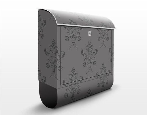 Anthracite grey post box Romantic Bouquet Dark