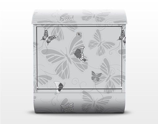 Grey letter boxes Butterflies Monochrome