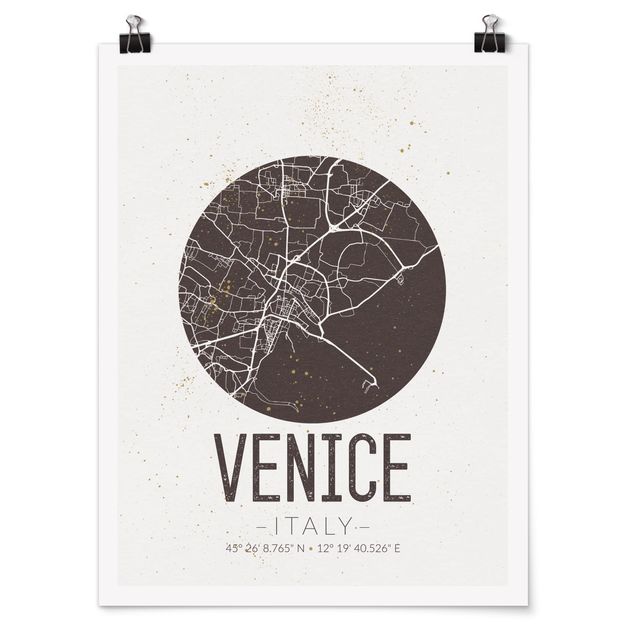 Framed quotes Venice City Map - Retro