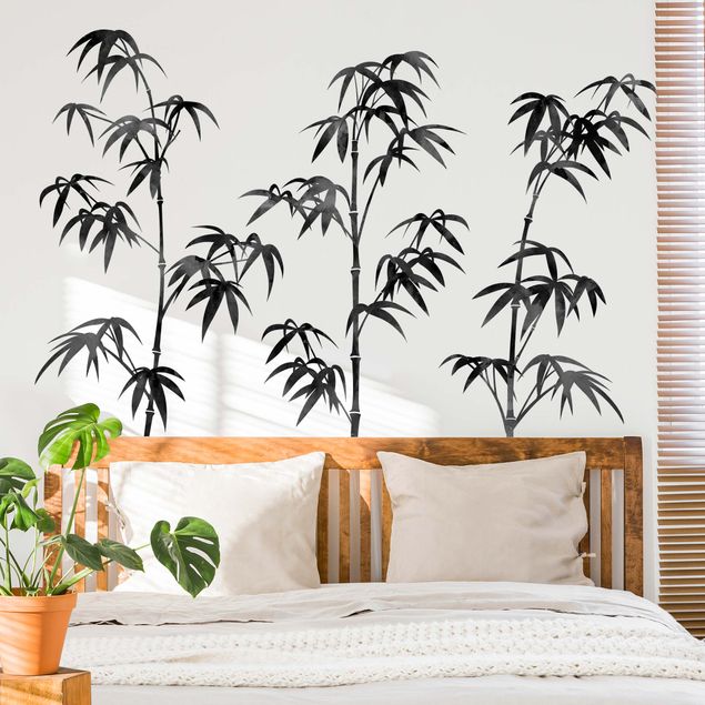Plant wall decals Watercolour Bamboo Tree Black