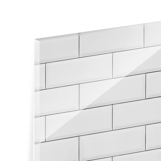 Glass Splashback - White Ceramic Tiles - Landscape 1:2