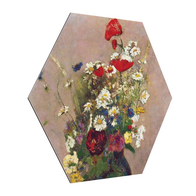 Canvas art Odilon Redon - Flower Vase with Poppies