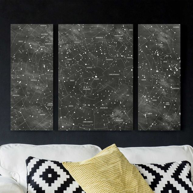 Wall art black and white Map Of Constellations Blackboard Look