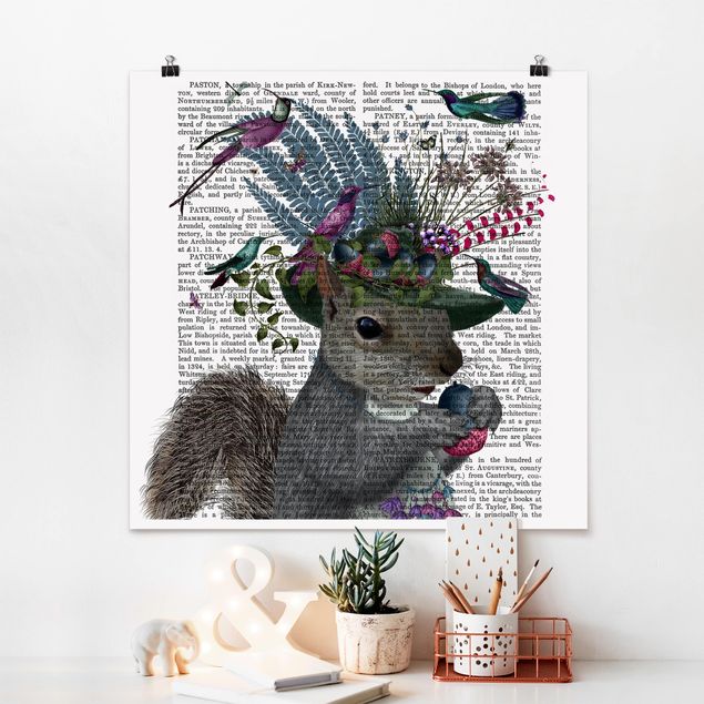 Animal canvas Fowler - Squirrel With Acorns