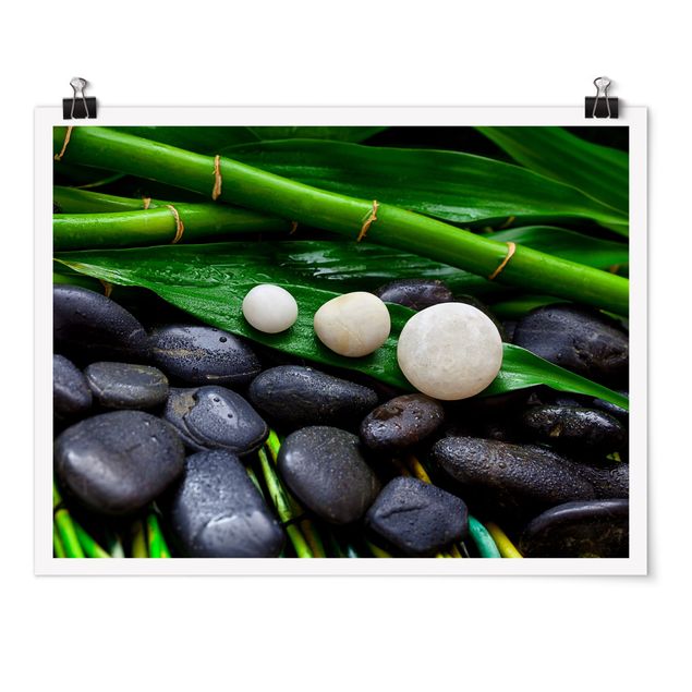 Art posters Green Bamboo With Zen Stones