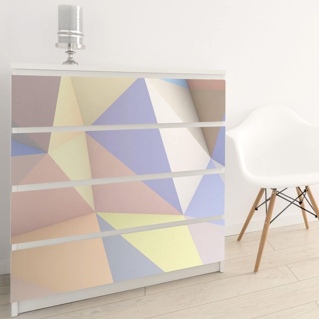 Adhesive films frosted Geometrical Pastel Triangles In 3D