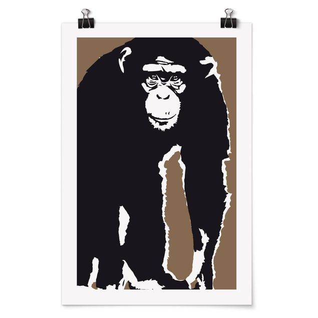 Black and white poster prints No.TA10 Chimpanzee