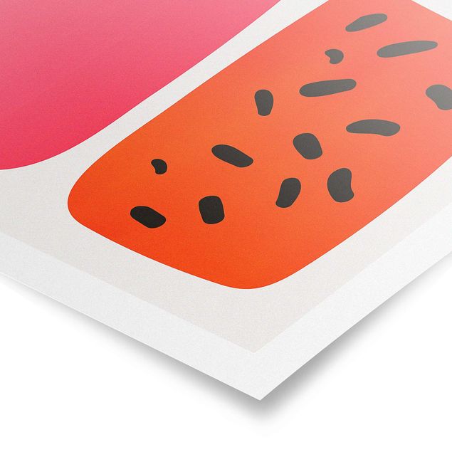 Red art prints Abstract Shapes - Melon And Pink