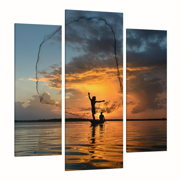 Modern art prints Fishing Net At Sunset