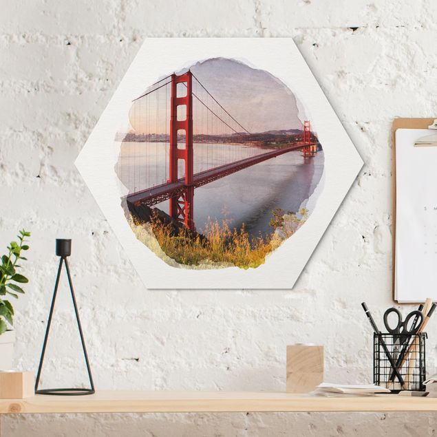 Modern art prints WaterColours - Golden Gate Bridge In San Francisco