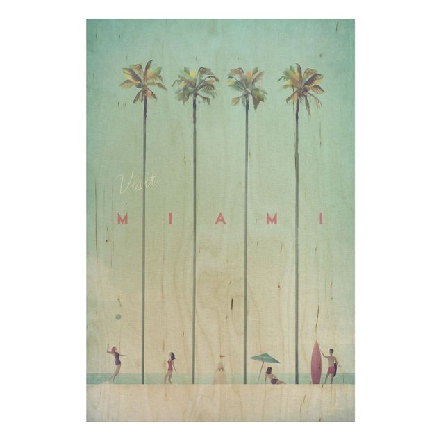 Wood prints landscape Travel Poster - Miami