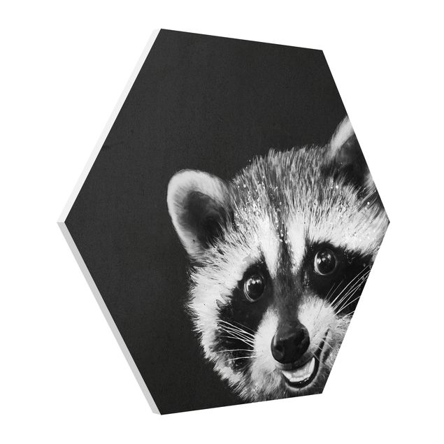 Animal canvas Illustration Racoon Black And White Painting