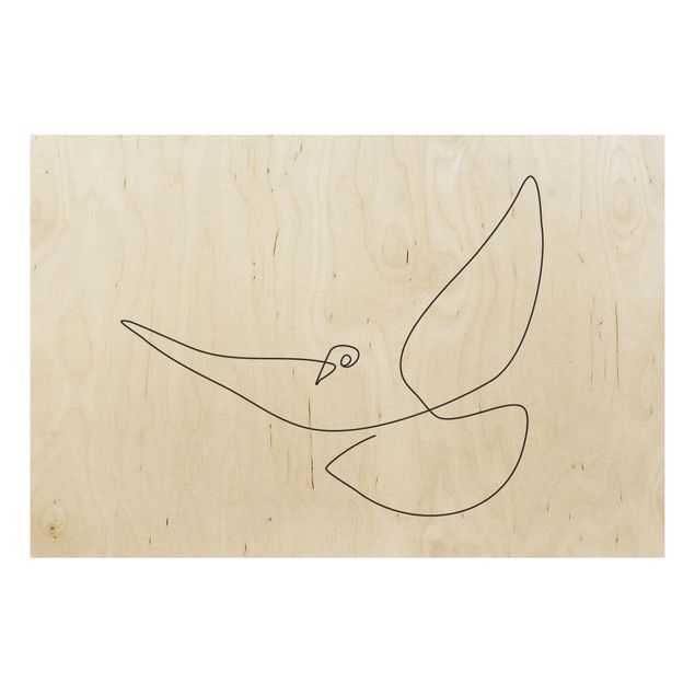 Wood prints Dove Line Art